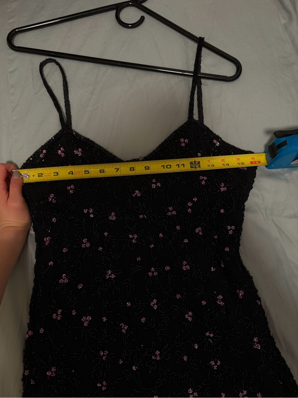 Vintage black floral beaded (100% silk) cocktail semiformal slip dress Paradise - Picture 14 of 16